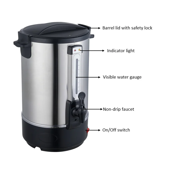 6L Double layer  Stainless Steel Electric Kettle Commercial Hot Water Boiler Urn