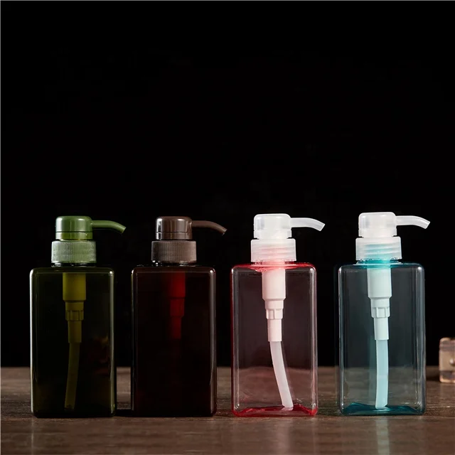 150ml 250ml 450ml luxury media petg empty square plastic lotion pump bottle shampoo dispenser