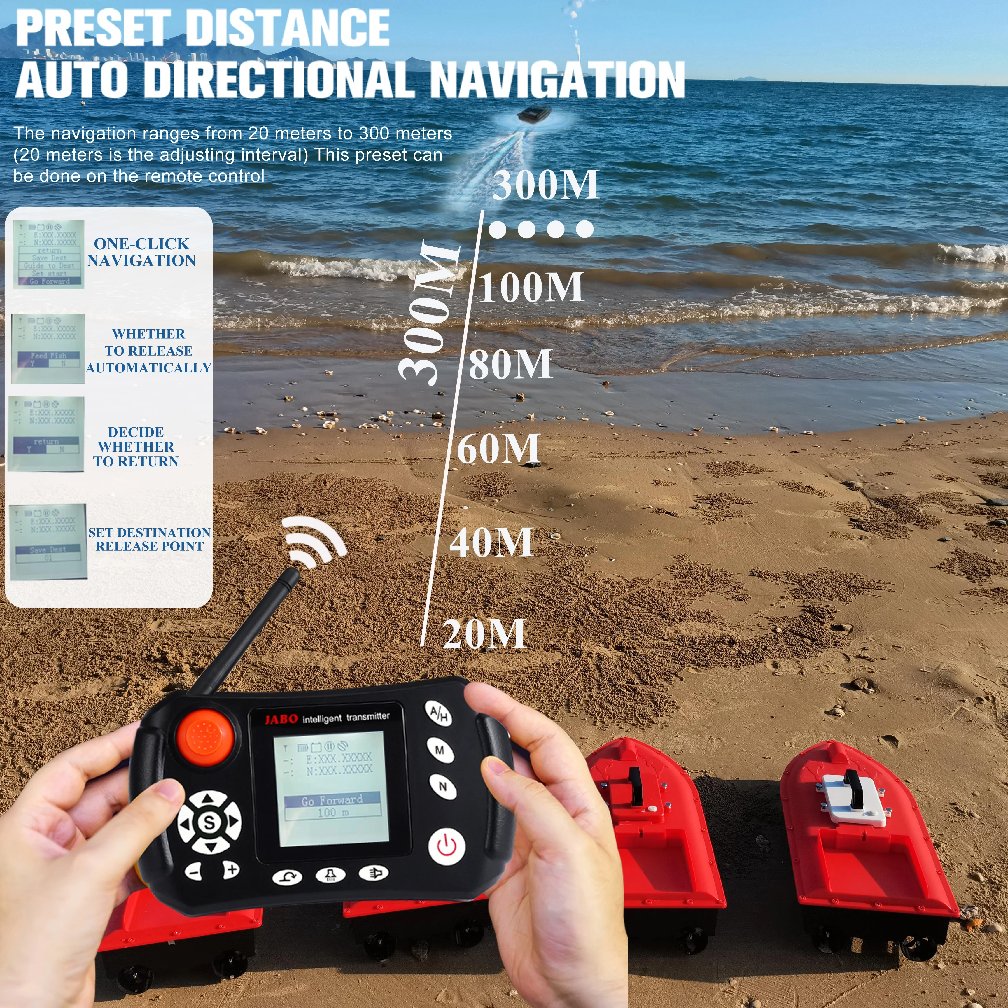 Jabo Dolphin Smart RC Surfer GPS Fishing Bait Boat with Bait Line Release Pin and Autopilot