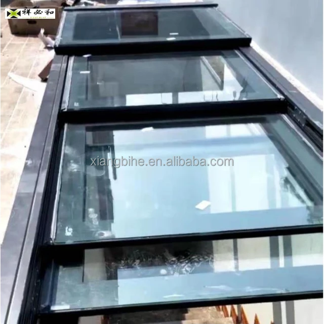 Best Selling Automatic Retractable Glass Roof Skylight Bi-fold Sliding Skylight for Pergola