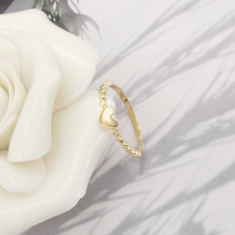  Модное тонкое кольцо дешевое 14K желтое золото в форме сердца простое карат маленькое ТВЕРДОЕ Золотое обручальное оптовая
