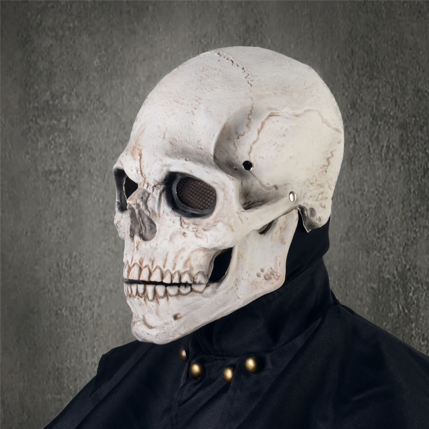Заводская в наличии, латексная Реалистичная маска на голову с черепом для вечеринки, шлем, Хэллоуин, ужас, голова, скелет, маска с движущимися челюстями, маска с черепом
