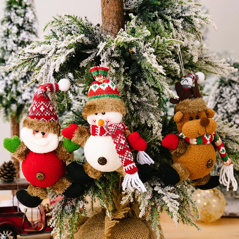 Wholesale Christmas Hanging Toys With Light Santa Pendant Snowman Elk Light Up Doll For Festival Gift Home Decoration