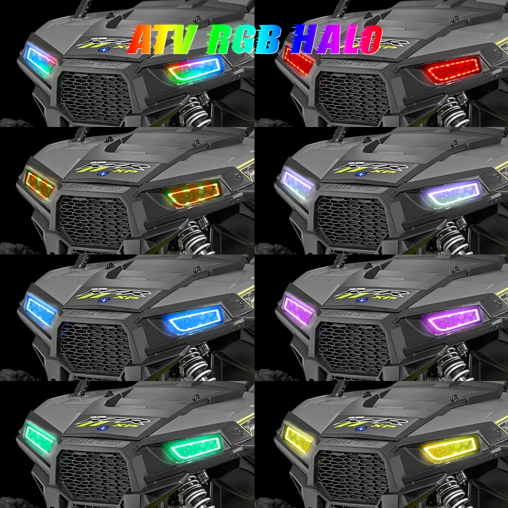 High Low Beam RZR XP 900 / Turbo Halo Ring Headlamp RGB Halo RZR XP 1000 Headlight for Polaris