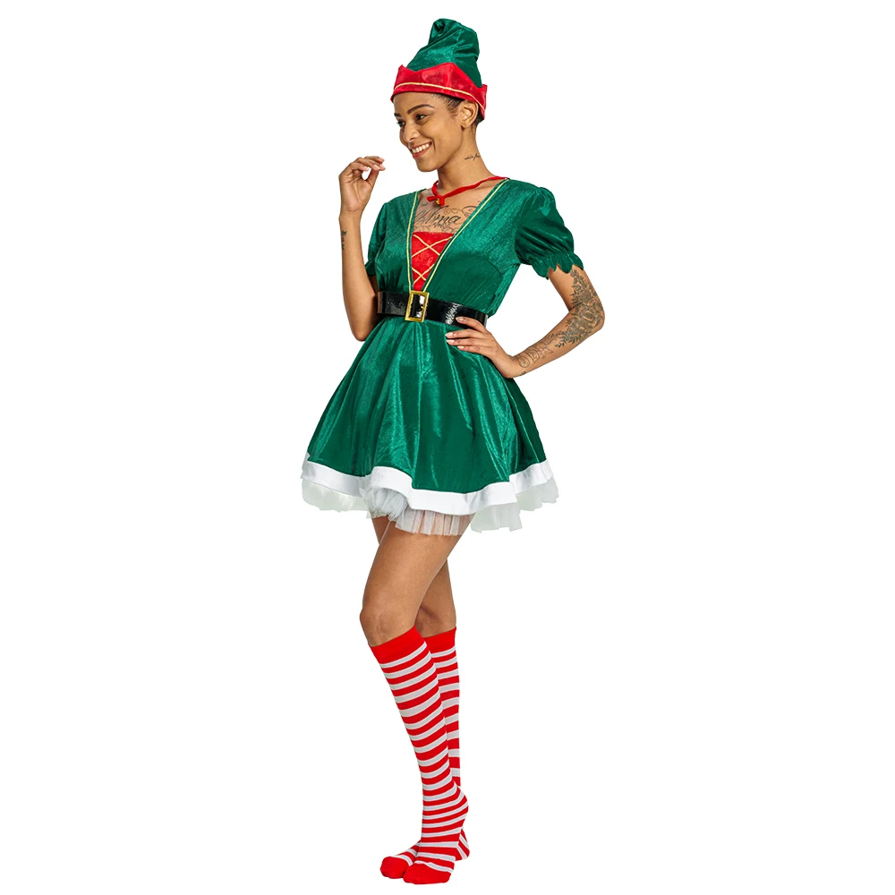 Women Christmas Dress Sexy Santa Claus Costume Red Green 2022 Hot