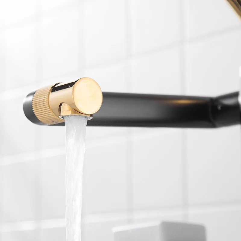 
New design faucet mixer 360 degree rotation bathroom mixers brass black gold cold hot basin faucet 