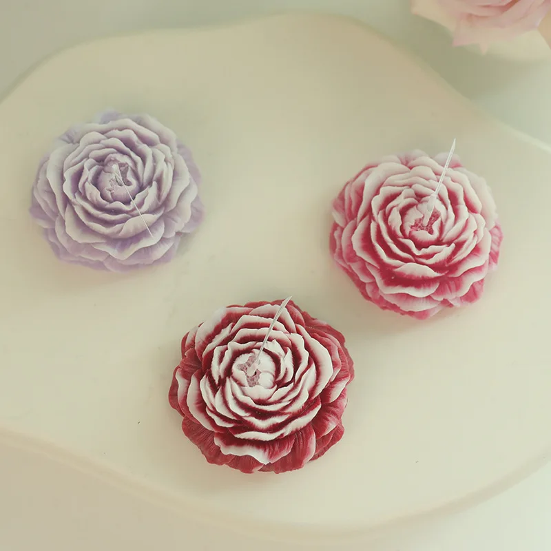 Holiday Gift Carved Crafts Fragrance Essential Oil Ornaments Wholesale Peony Flower Handmade Aromatherapy Candle