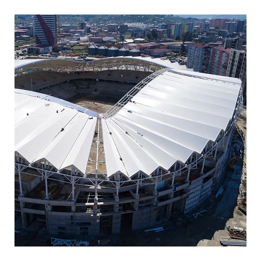 Tarpaulin pvc coated tensile fabric blackout white pvdf-coated architectural membrane in pvc court canopy tent shelter
