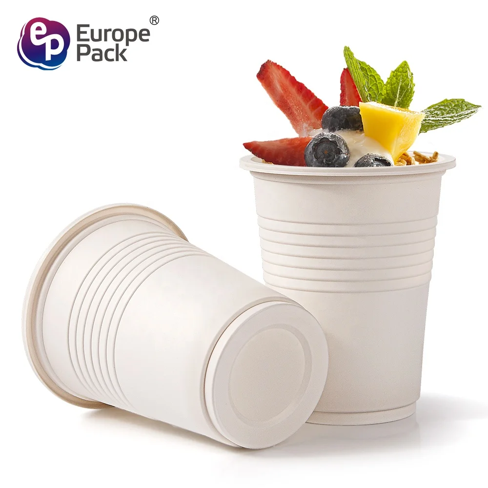 Europe-Pack 9 OZ 250ml high quality PP cornstarch biodegradable nature color plastic juice cup