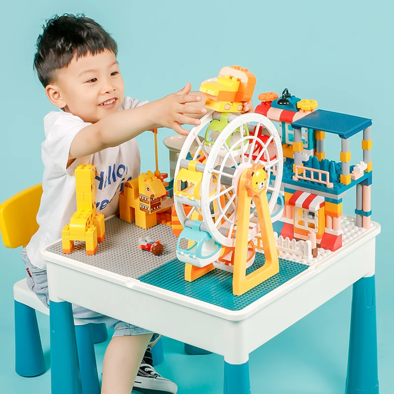 Multi-function Kids DIY Plastic Table Blocks Desk Block Building Kids, Building Block Tables, Block Building Tables