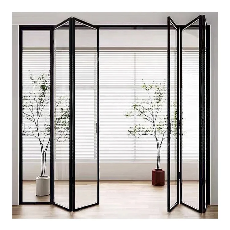 Soundproof design folding door glass folding kitchen bathroom sliding folding door interior partition