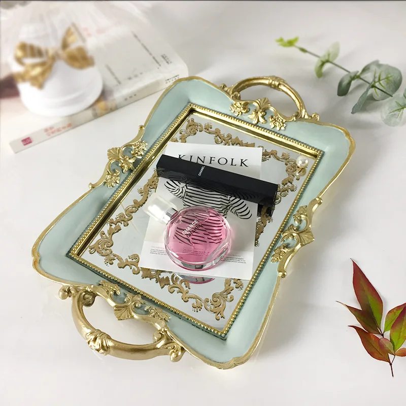Retro decorative mirror dishes tray tea tray  for girls party or hotel service