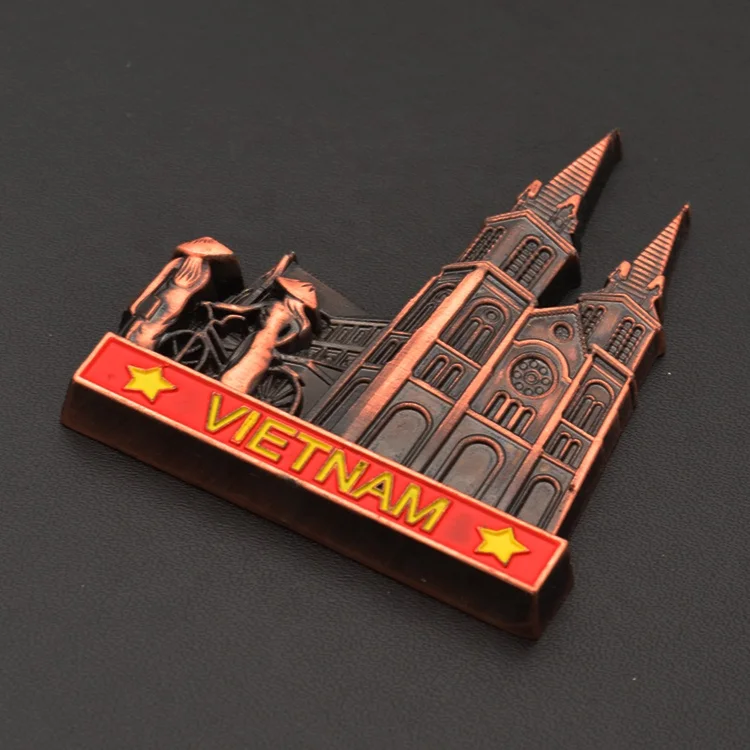 Antique Copper Plating Vietnam Tourist Souvenir Metal Fridge Magnet