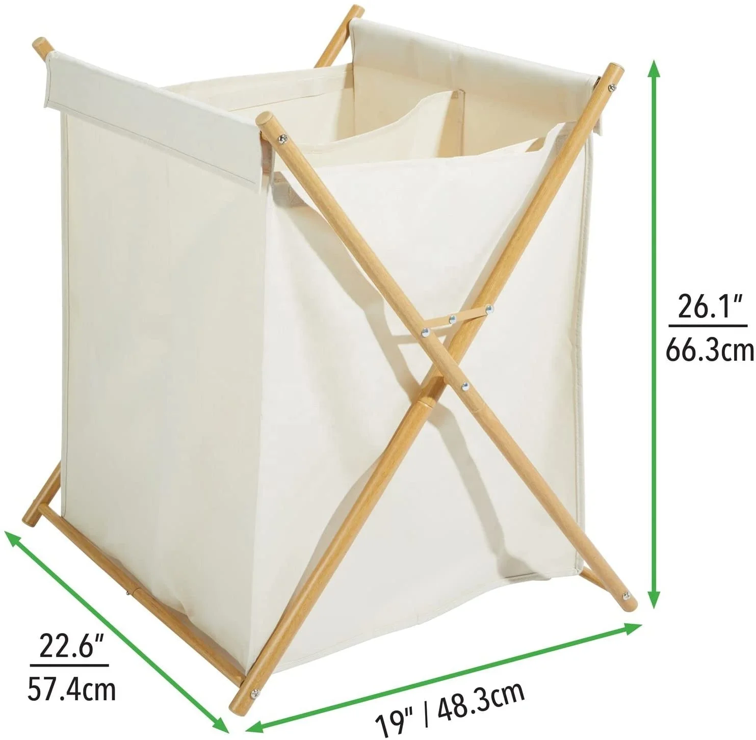 Sturdy  Laundry Divided Hamper Sorter Cart with Wood  Portable and Collapsible  Clothes Basket Storage Polyester laundry basket