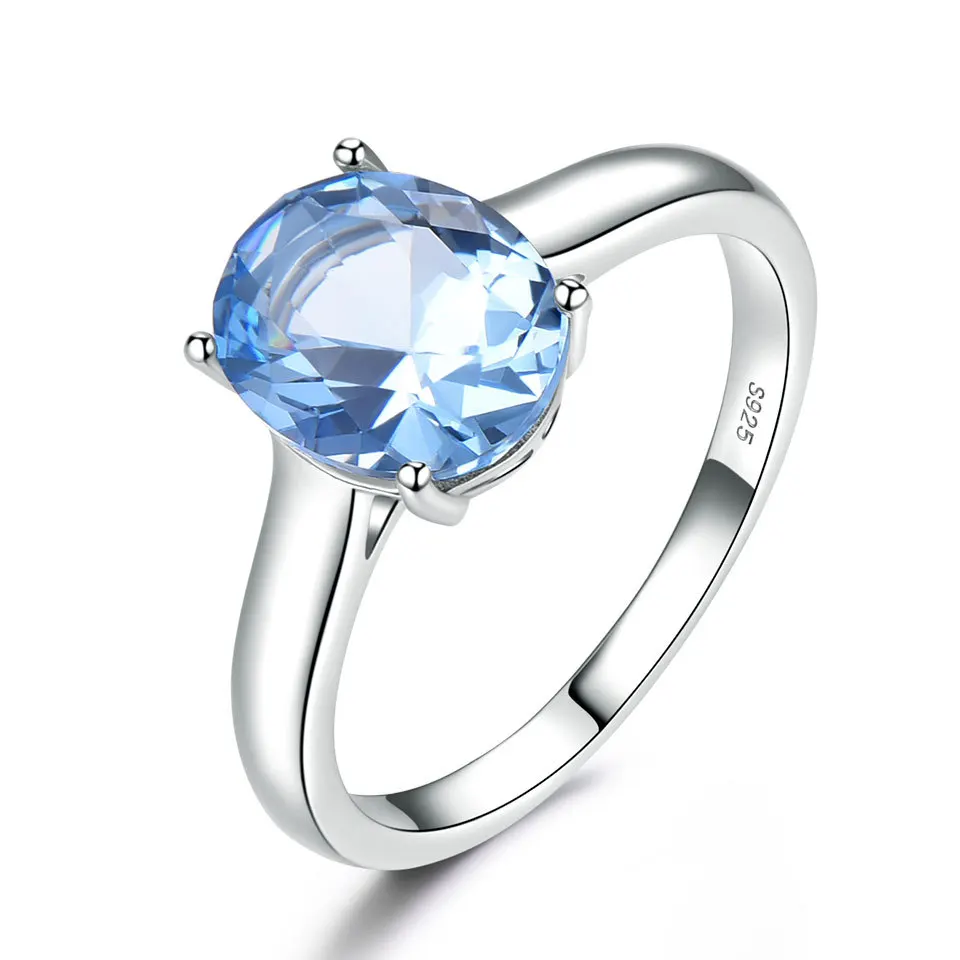 Romantic fashion S925 sterling silver female blue topaz gem birth stone magic ring for lucky