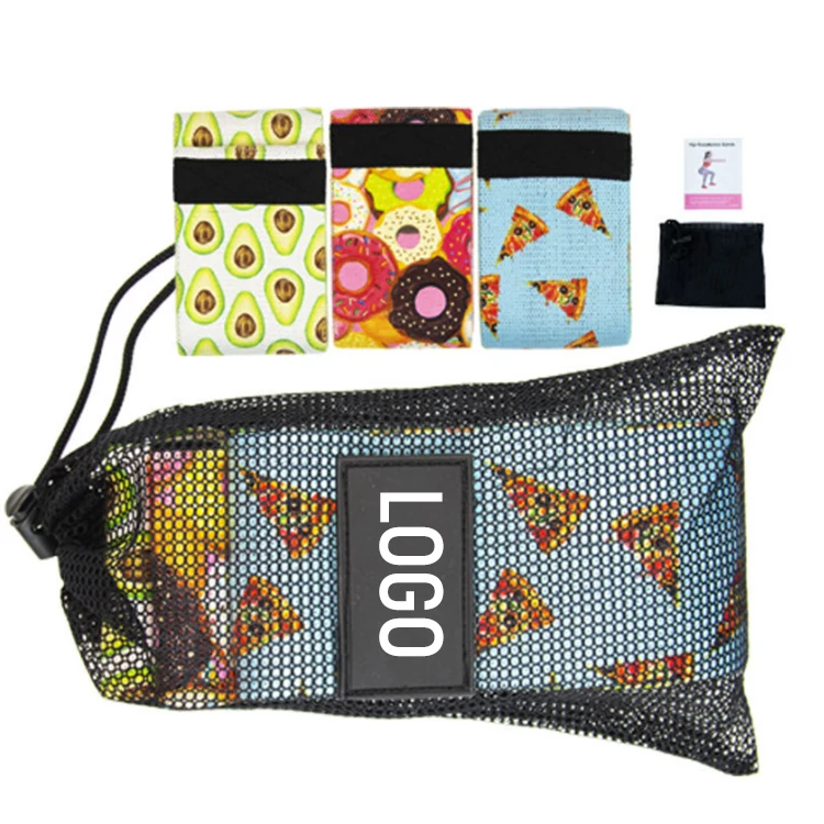 Custom Logo Printed Yoga Gym Exercise fitness for Legs Glutes Booty Hip Fabric Resistance Bands