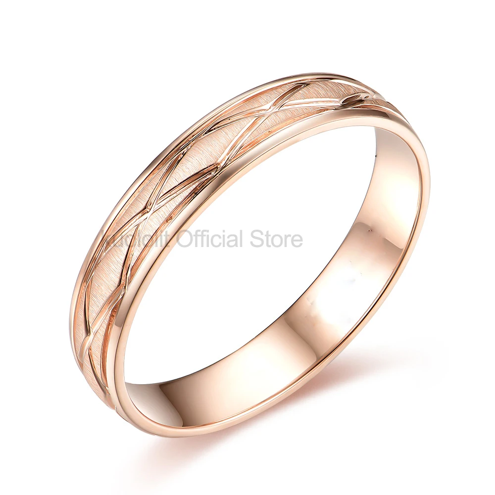 Custom Real Gold Jewelry Engagement Classic Gems Wedding Moonstone Rings For Couple Engagement Matt Jewelry 9K Rose Gold Ring