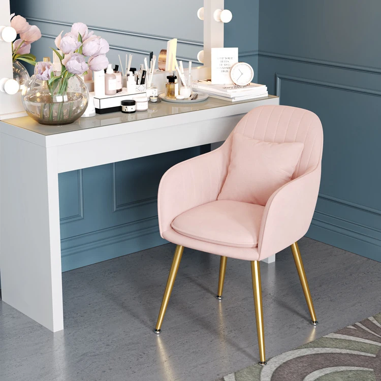 Luxury Nordic Style Nail Desk Nare Care Salon Furniture Pink Velvet Nail Chair For Beauty Salon