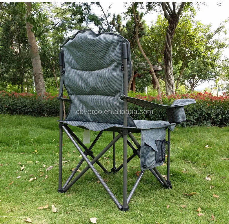 Wholesale Heavy Duty 450 LBS Steel Padded Arm Luxury Portable Folding Outdoor Garden Fishing Camping Chair with Cooler Bag