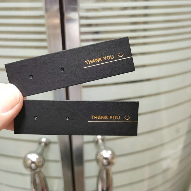 Hot Sale UK Logo printed custom black rectangle earring studs cardboard paper displaying paper cards small item jewelry packing