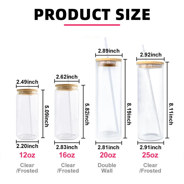USA Warehouse 16oz Snow Globe Cup Glass Can 12oz 20oz Double Walled Sublimation Christmas Snow Globe Tumbler With Pre-Drilled