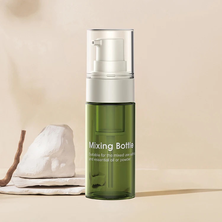 New design double chamber bottle cosmetic powder oil mixing bottle with pump