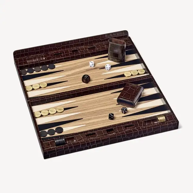 Custom Large Backgammon Set for Adults and Kids Classic Board Game with Premium Leather Case Chess Games