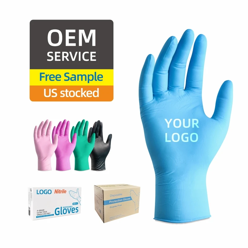 4 мил 5 6 Personalizados De Fabrica Sin Latex Polvo Guantes Nitrilo Azules Desechables Medicos перчатки нитрил