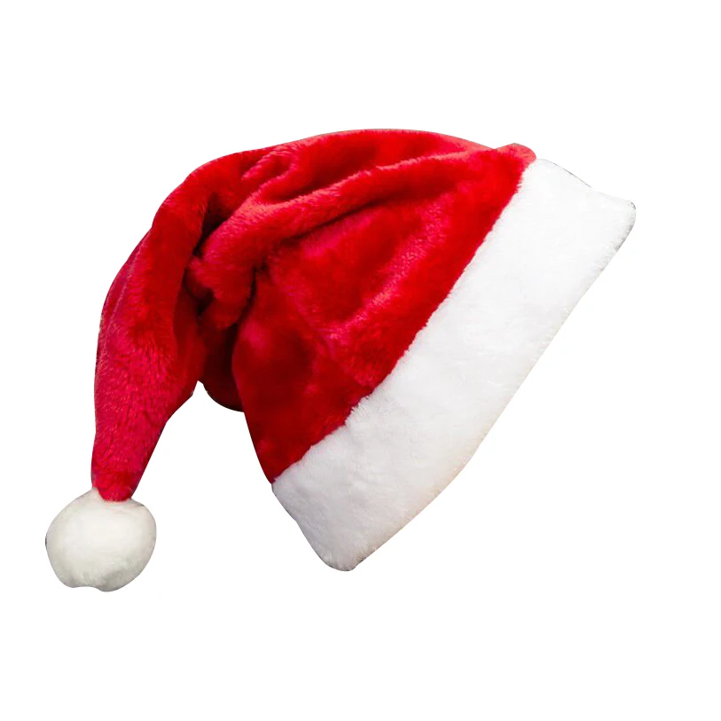 Зимние рождественские короткие плюшевые шапки Санта-Клауса с принтом на заказ