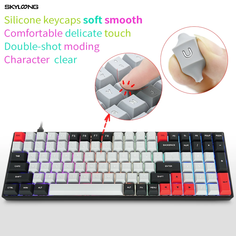  Механическая клавиатура RGB Gateron с силиконовой крышкой черного серого красного