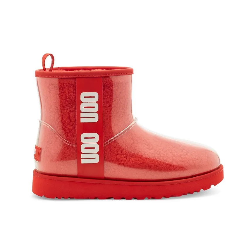 TX new factory direct winter waterproof transparent flat bottom candy colored jelly women snow rain boots