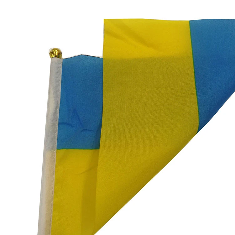 Custom Logo Printing Football World Cup Fans 14X21CM Iran Hand Held Waving Flag With Plastic Pole