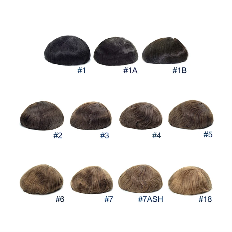 Stock ultra thin skin toupee quality virgin human hair invisible replacement systems for men
