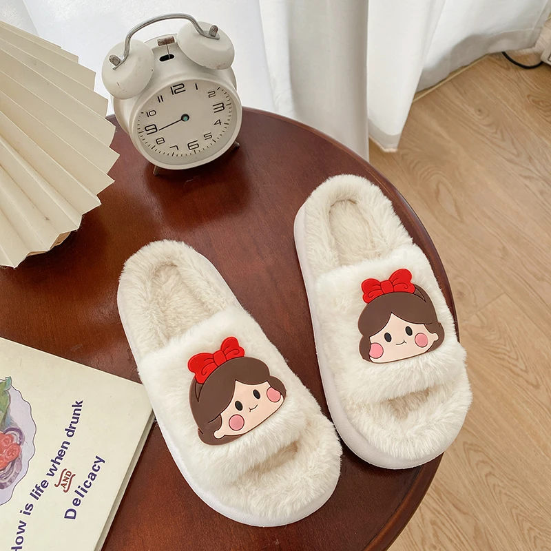 Platform Fluffy Home Slippers for Women Manufacturer Wholesale plush slide Fashion Fur Shoes flat Winter woman sandal
