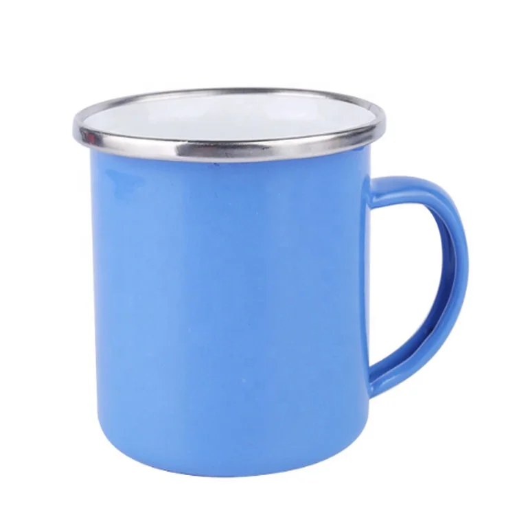 Enamel Camping Travel Coffee Mug With Lid Powder Coated Wine Fhermal