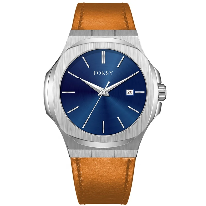 Rose Gold 316L Steel Case Green Dial Black Leather Branded Men Wrist Watch New Fashion Trendy