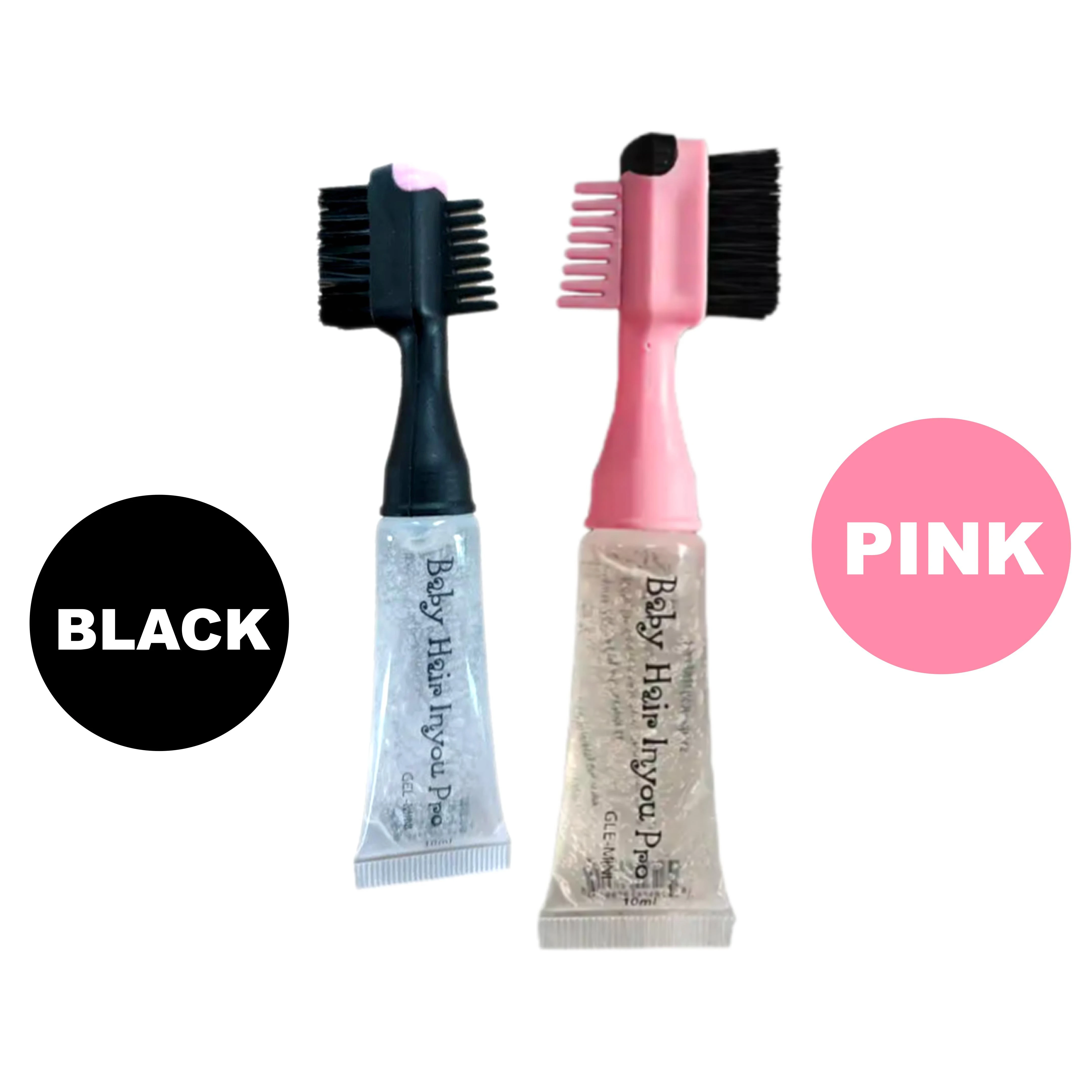 Squeeze Tube Black or Pink Color Logo Customized Quick Edge Control Gel 10ml 20 ml Hair Styling Baby Hair Gel with Brush