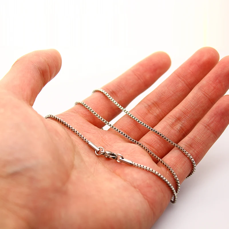 In Stock 1.6mm x 60cm Short Box Chain Necklace 24 Inch length Stainless Steel Necklace DIY Jewelry Making