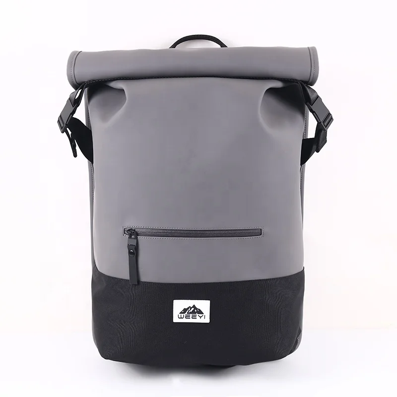 CHANGRONG Custom Unisex Casual Style Roll-Top Laptop Backpack Waterproof with Zipper Closure