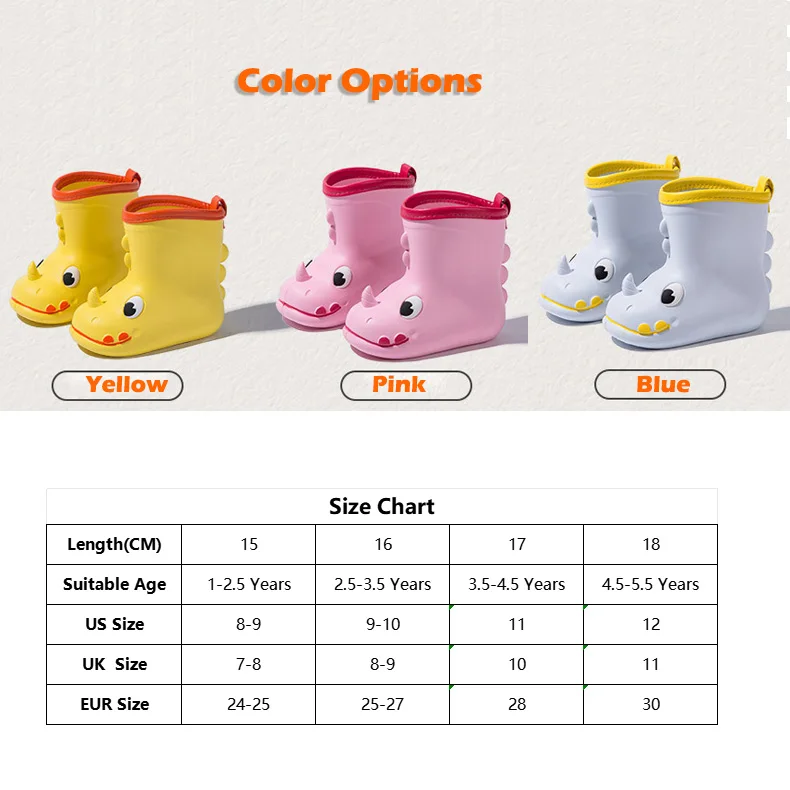 Kids Rain Boots for Children Lightweight EVA Foaming TODDLER FOOTWEAR Waterproof Cute Animals Boys Girl