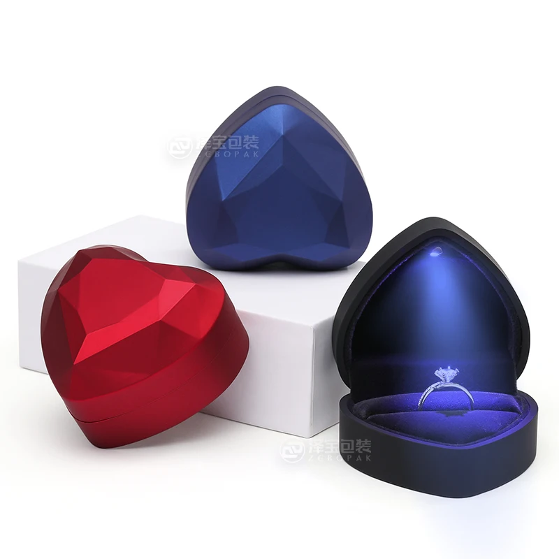 Factory Wholesale Led Painting Material Heart-Shaped Led box For Jewelry Ring Pendant Box Packaging jewelry box led