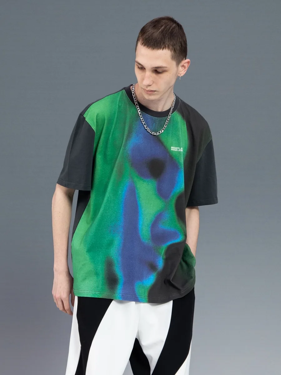 Customized high quality all over dtg printing bandana hip hop streetwear oversize pima cotton t-shirt for men