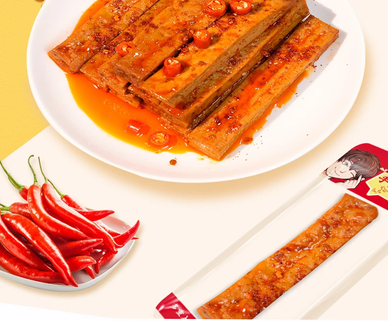Chinese Spicy Dried Tofu Lowering Sugar and Lipid Hand Shredded Dried Tofu 200g Healthy Organic Delicious Dried Tofu