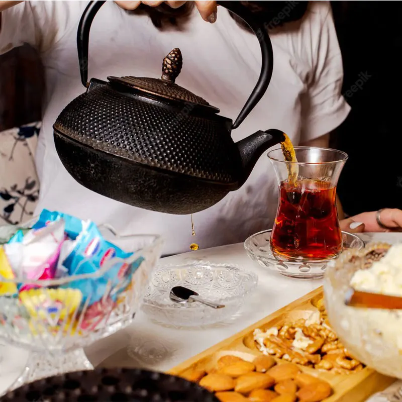 High Quality Wholesale Japanese 800Ml 4 Sets Of Black Cast Iron Enamel Tea Kettle Teapot