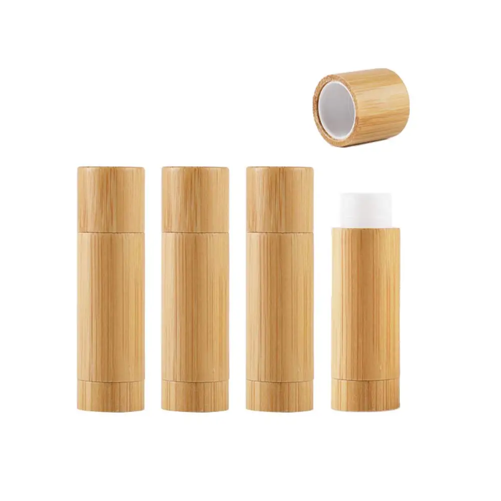 Natural 4.5 G Eco Friendly Bamboo Lipstick Lip Balm Container Packaging Plastic Inner Lip Balm Tube