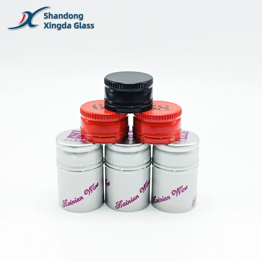 Wholesale colorful custom 28mm aluminum screw bottle lids wine whisky vodka bottle stoppers cap for spirits glass bottle