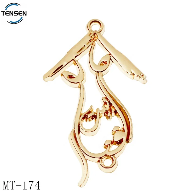 Fashion garment accessory metal name tags gold plated enamel letter label clothing sewing plate with round logo