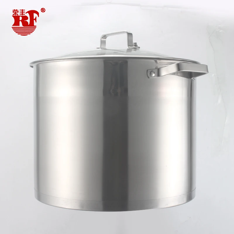 Stainless Steel Double Bottom Deep Cooking Pots Kitchen Cooking Soup Stock Pots with Thickness Stainless Steel Handles