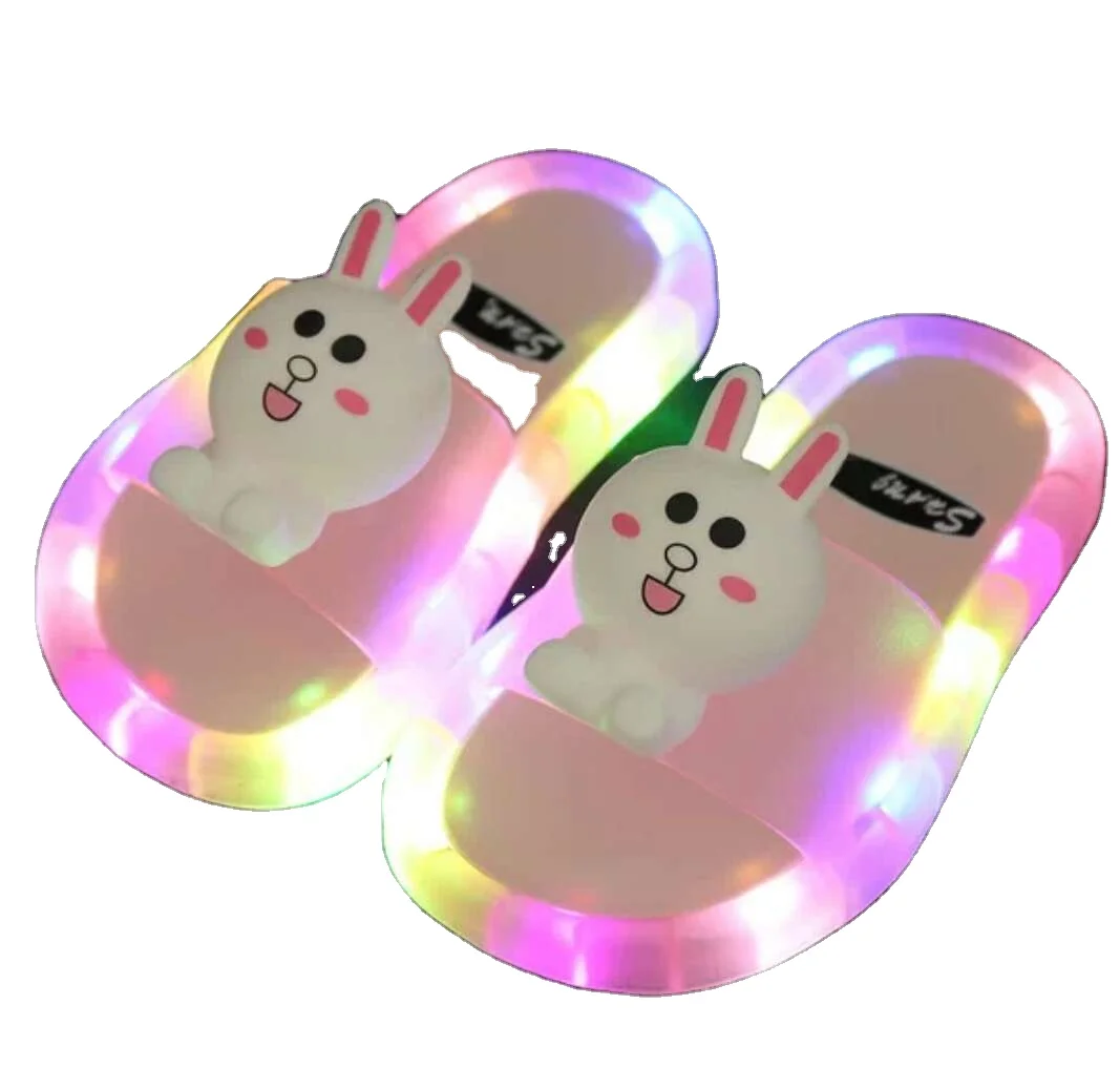 Летние маленькие светящиеся Нескользящие Детские тапочки с желтой уткой и светодиодной подсветкой