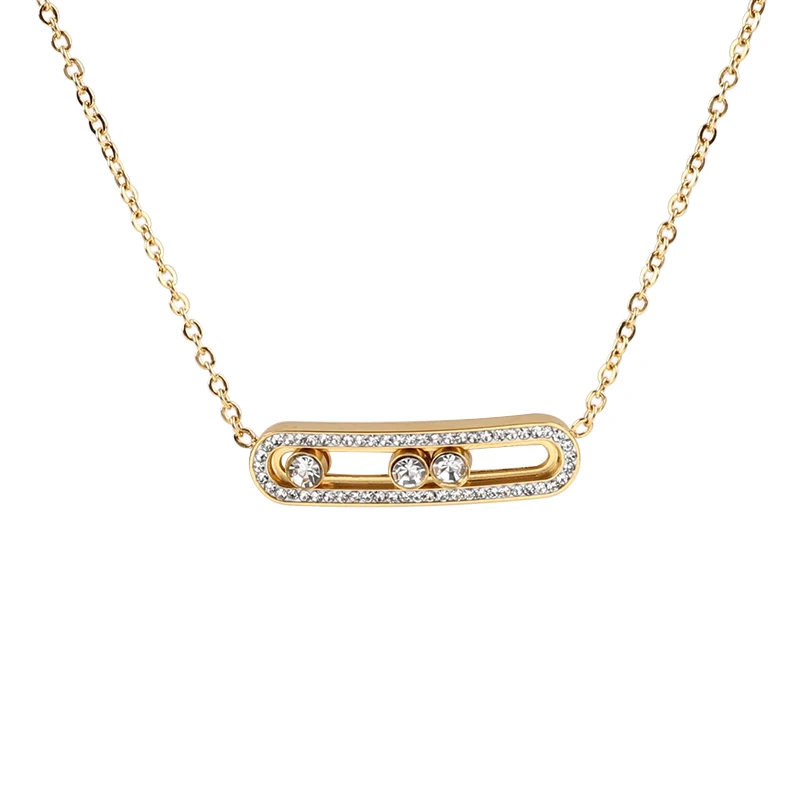 Fashion Jewelry Rolling Crystal Rhinestones Necklace Women Pendant  Necklace